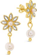 Sterling Forever Esti Cubic Zirconia & Cultured Pearl Drop Earrings