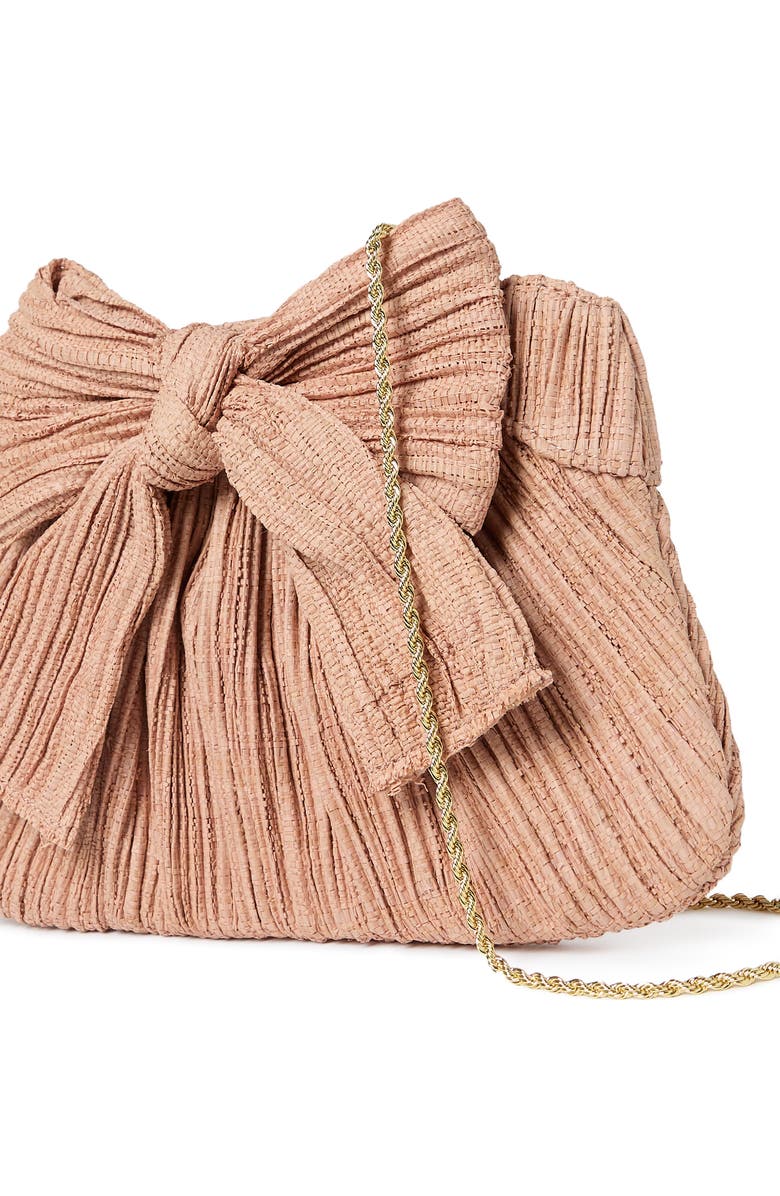 Loeffler Randall Rayne Raffia Pleated Bow Clutch, Alternate, color, Blush