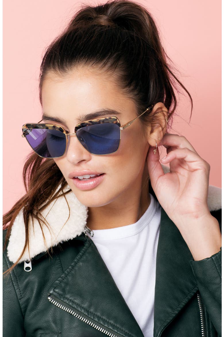 Highland 61mm Square Sunglasses, Alternate, color, BLUE TINT/ BROWN TORTOISE