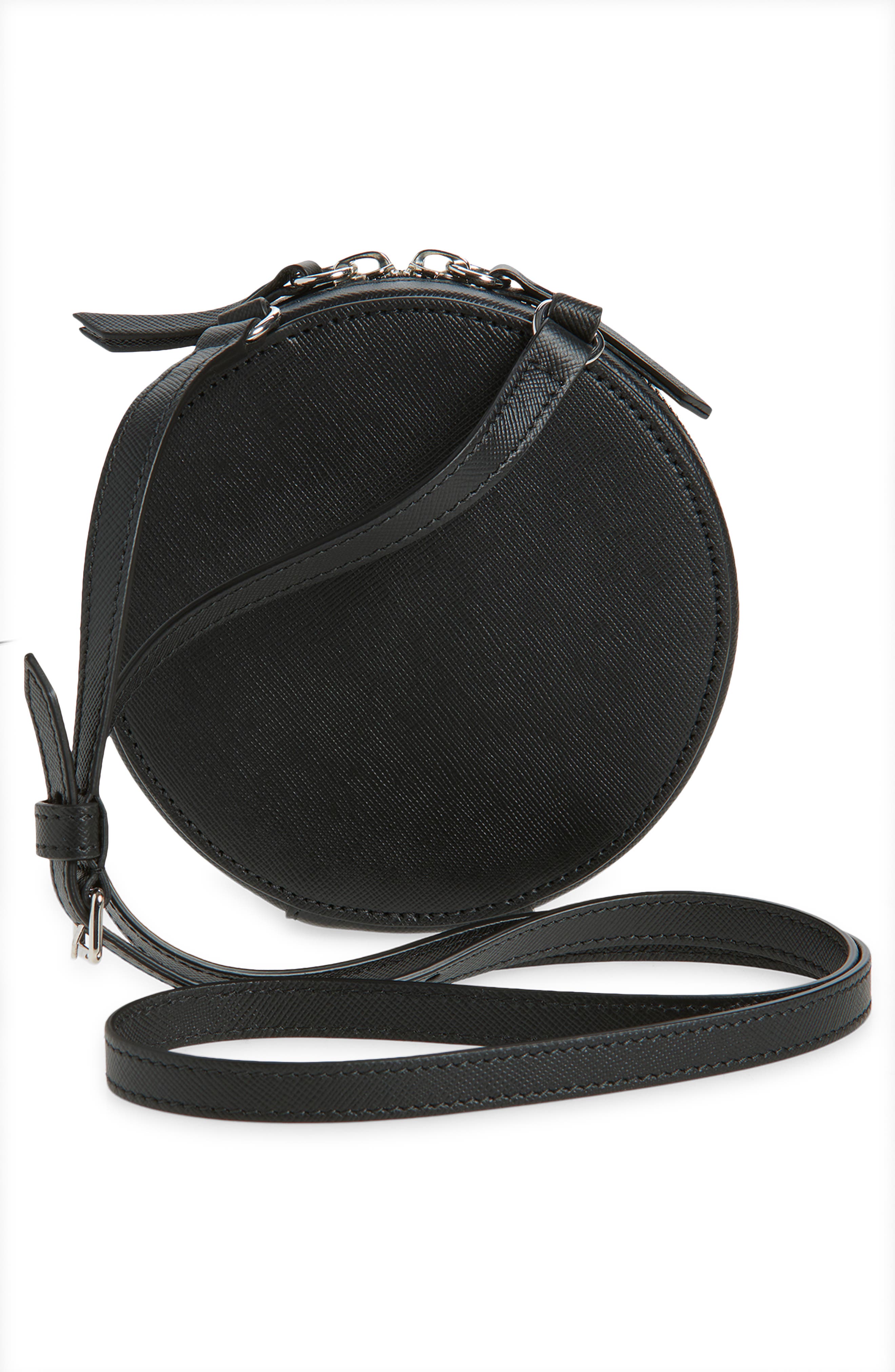 Maison Margiela Micro Circle Leather Crossbody Bag, Alternate, color, Black