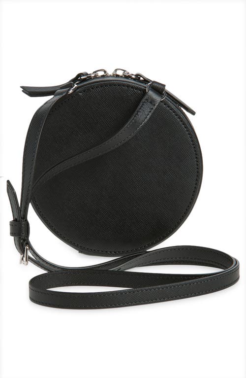 Maison Margiela Micro Circle Leather Crossbody Bag In Black