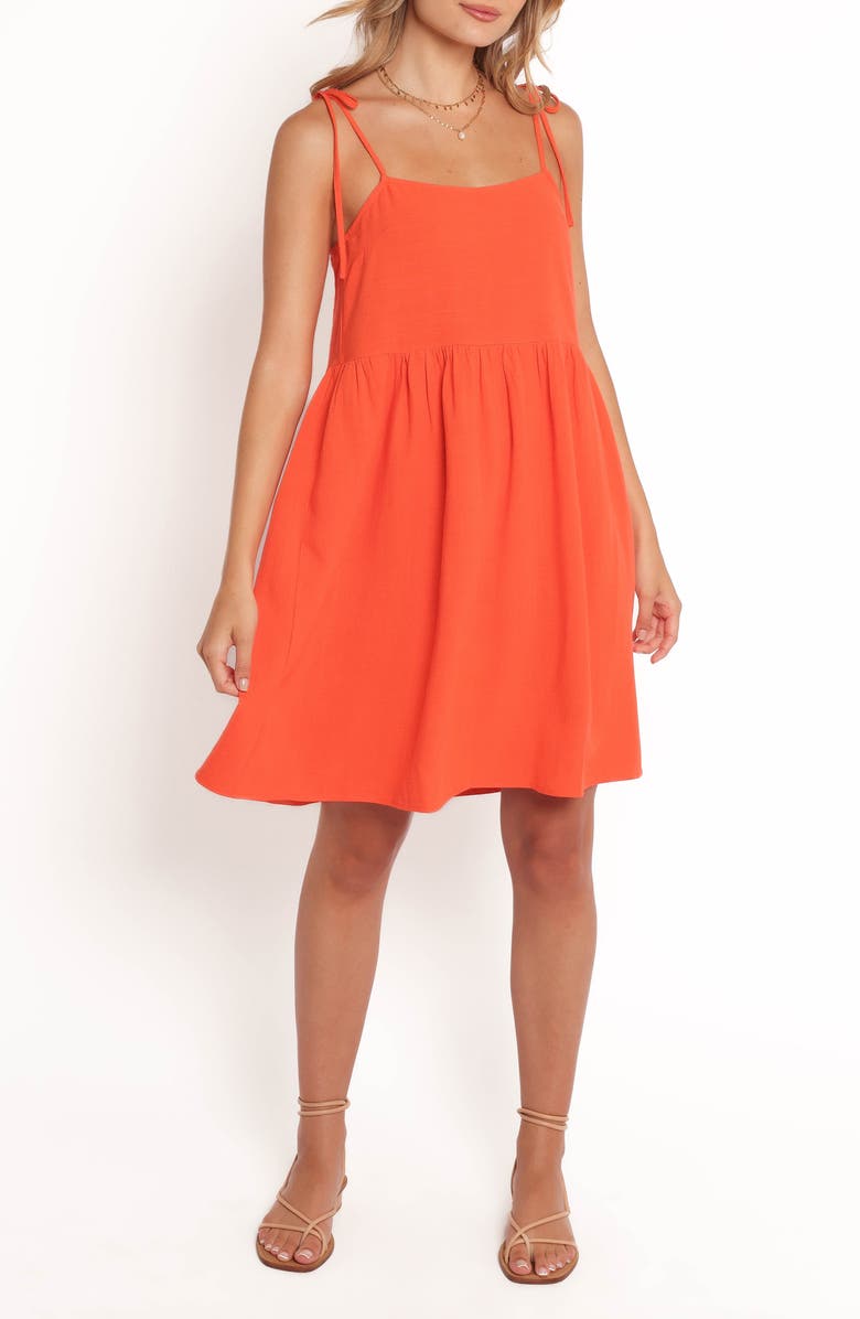 Petal & Pup Emerson Tie Strap Minidress, Main, color, Orange