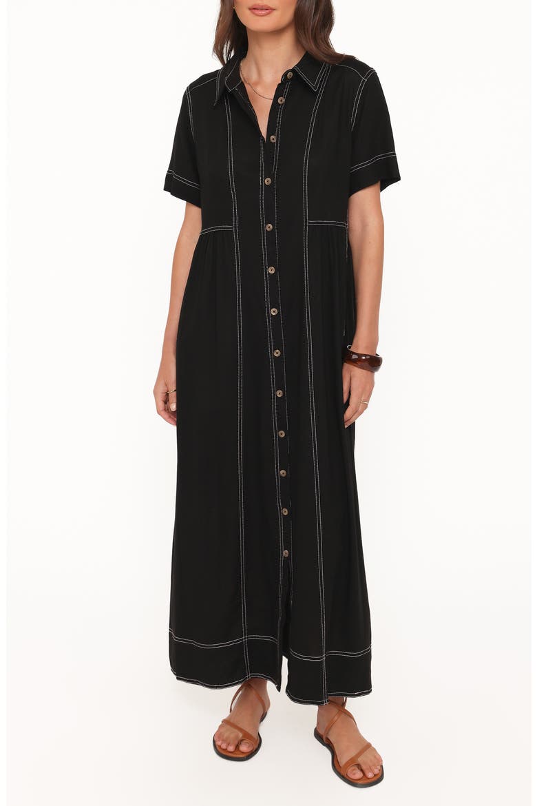 Wickson Contrast Stitch Maxi Dress, Main, color, BLACK