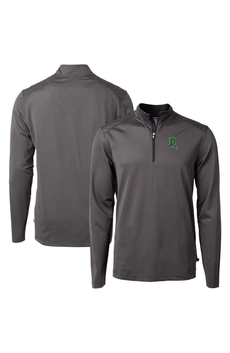 Cutter & Buck Men's Cutter & Buck Black/Gray Dayton Dragons Virtue Eco Pique Micro Stripe Recycled Quarter-Zip Pullover Top, Main, color, 