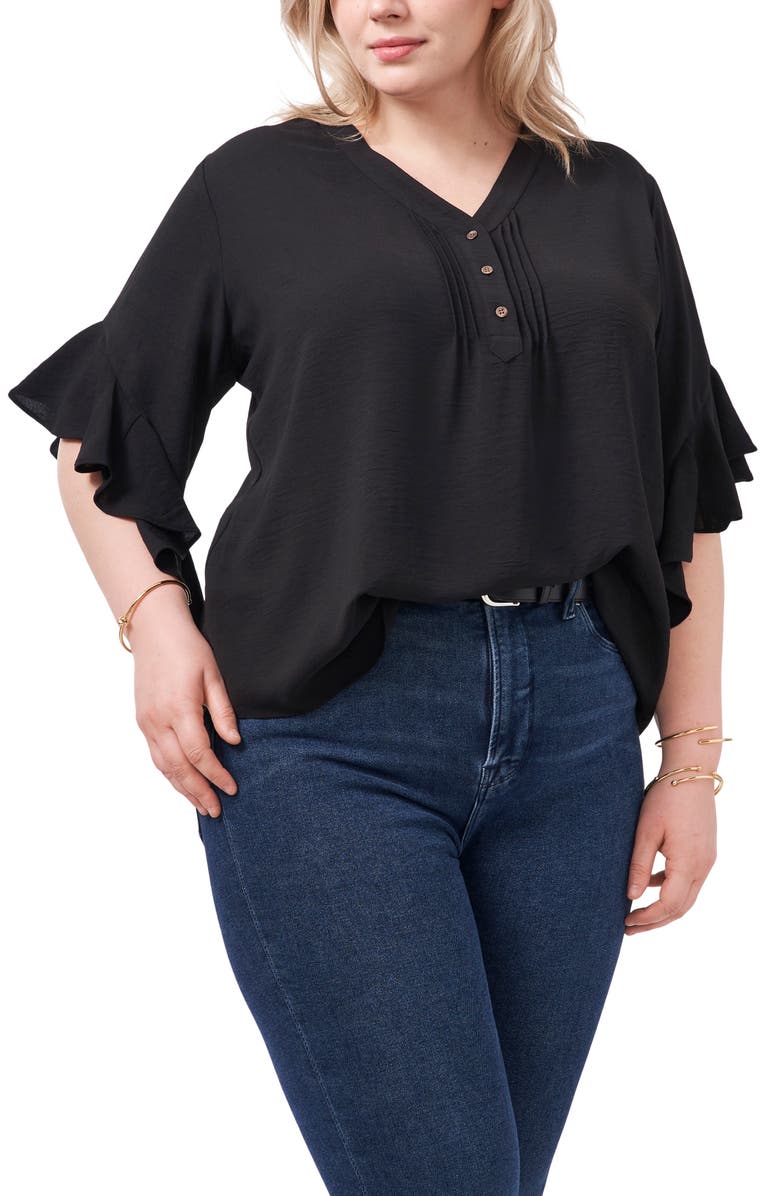 Vince Camuto Flutter Sleeve Blouse, Main, color, 