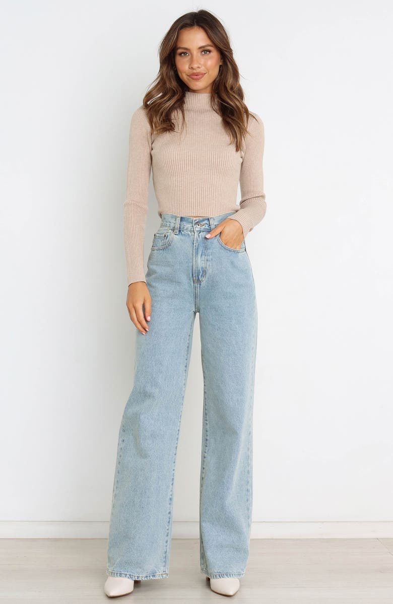 Petal & Pup Paige Tie Waist Rib Top, Alternate, color, Beige