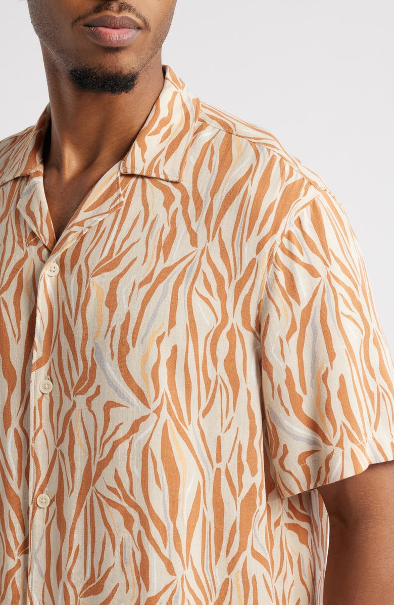 Open Edit Zebra Print Camp Shirt, Alternate, color, Beige Linear Zebra