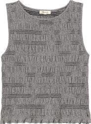 Madewell Smocked Bateau Neck Cotton & Linen Tank