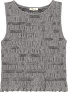 Madewell Smocked Bateau Neck Cotton & Linen Tank