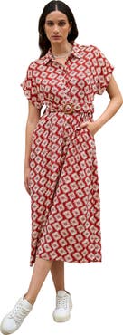 Yumi Belted Midi Shirt Dress
