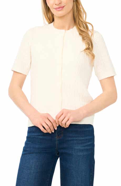Cable Knit Cotton Button Front Cardigan