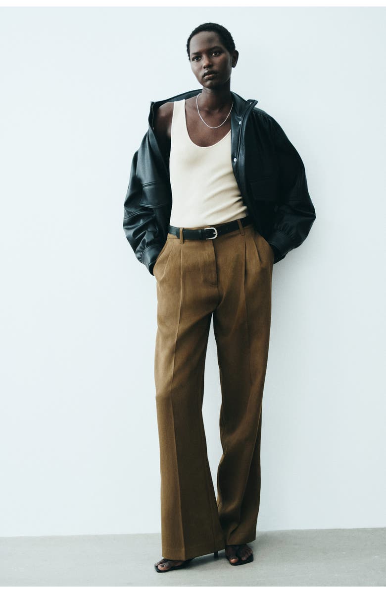 H&M Linen-blend Tailored Trousers, Alternate, color, 