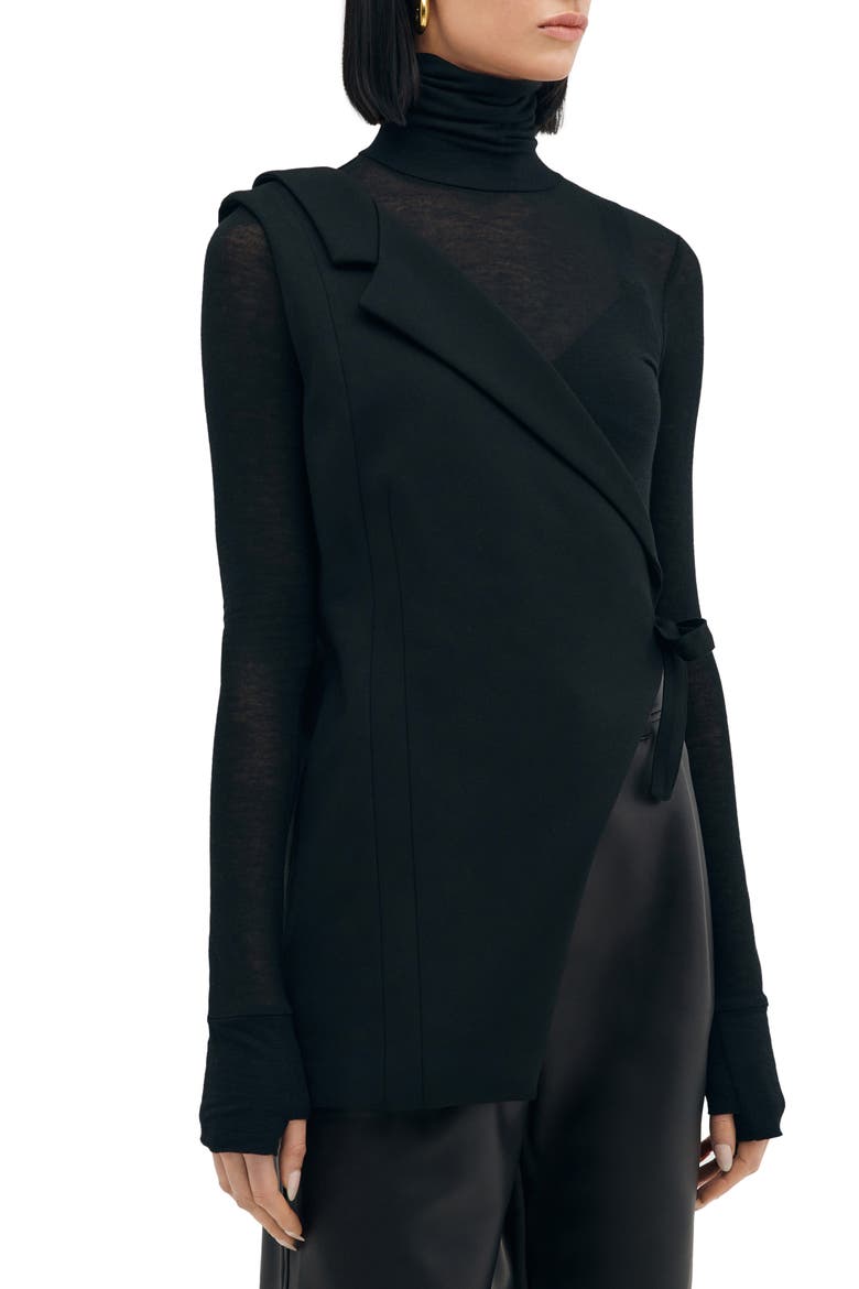 Grattan Asymmetric Sleeveless Blazer, Alternate, color, BLACK