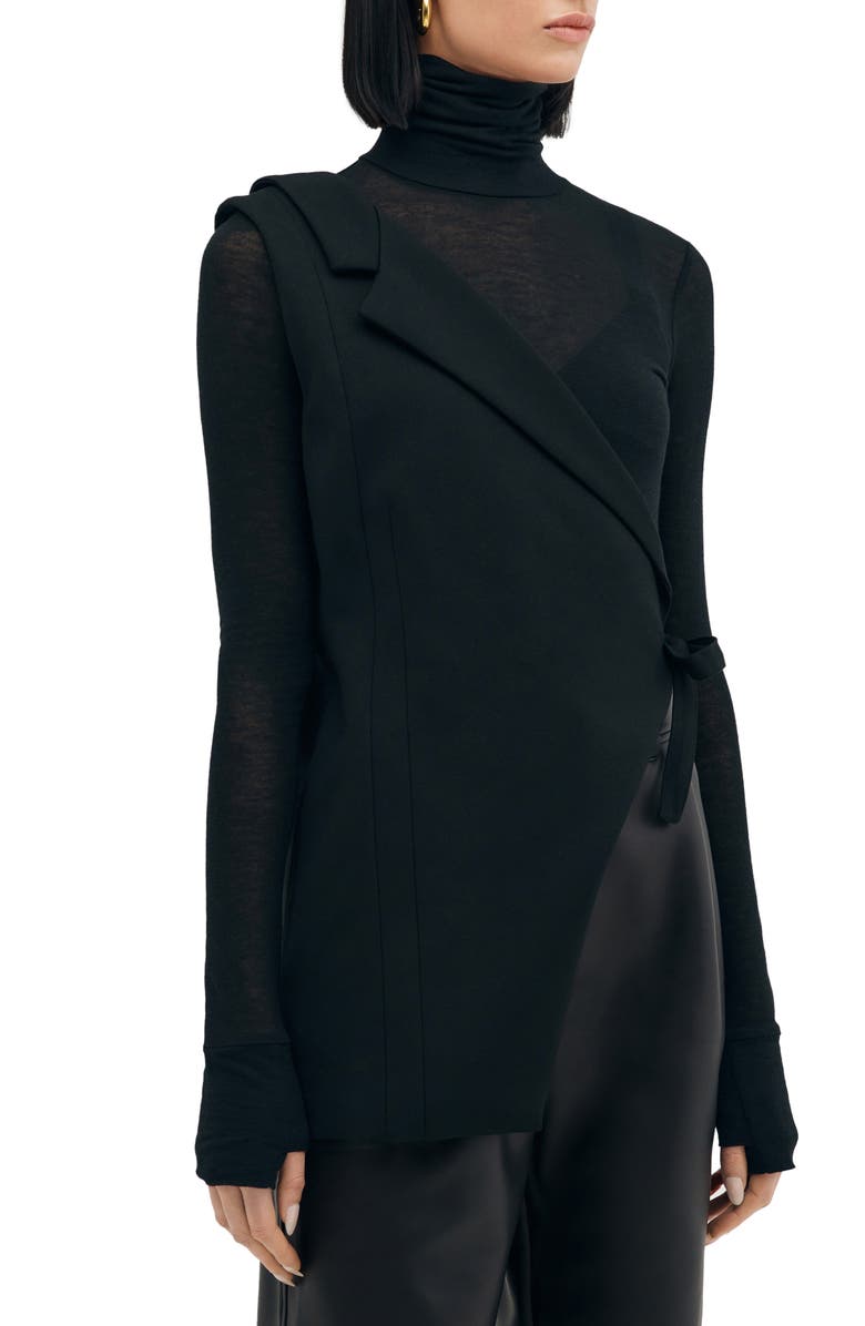 Marcella Grattan Asymmetric Sleeveless Blazer, Alternate, color, Black