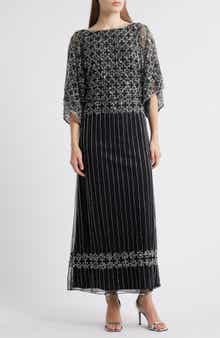 Pisarro Nights Beaded Mesh Gown