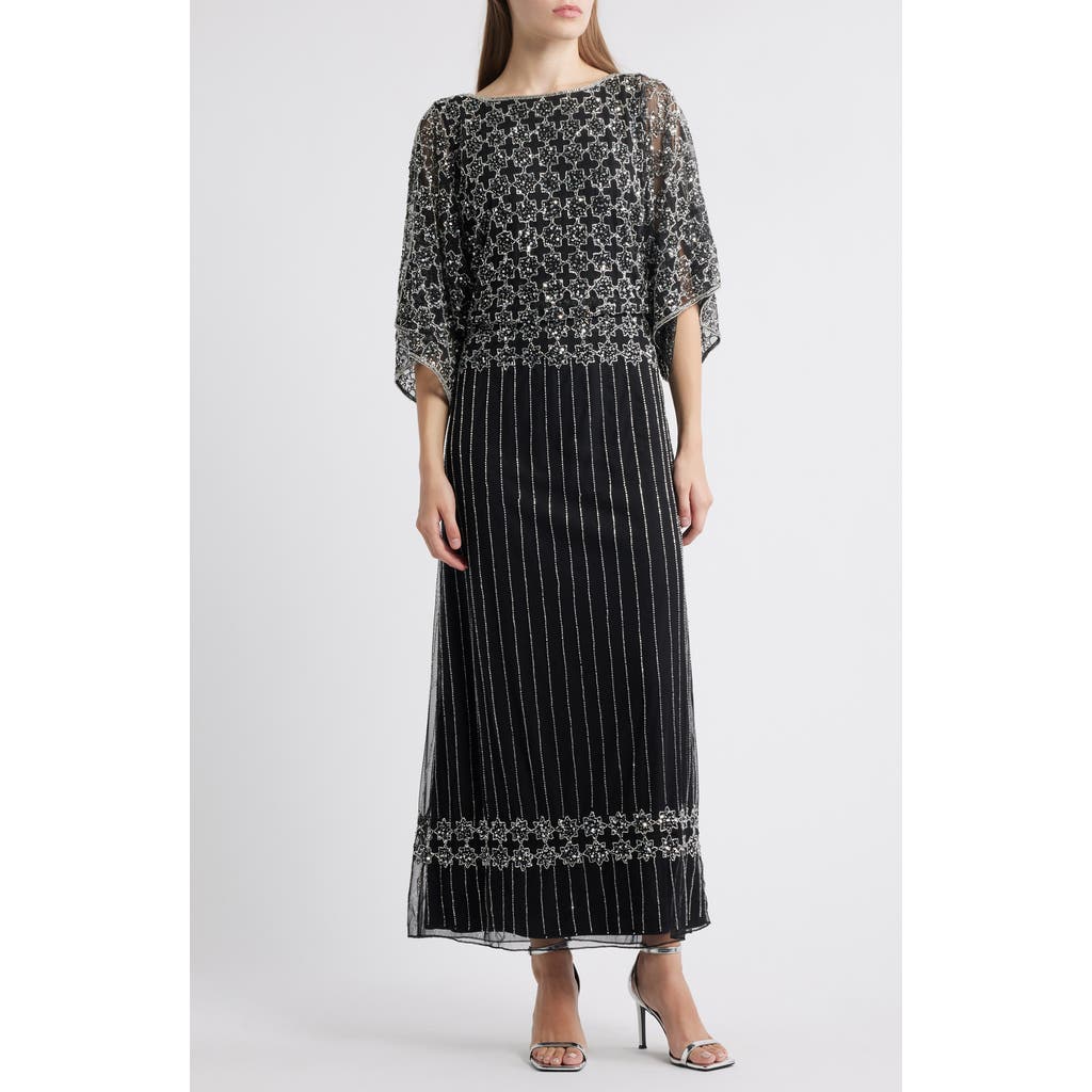 Pisarro Nights Beaded Mesh Gown
