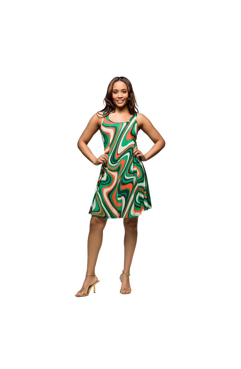 24seven Comfort Apparel Maternity Green Print Sleeveless Knee Length Tank Swing Dress, Main, color, Green Multi