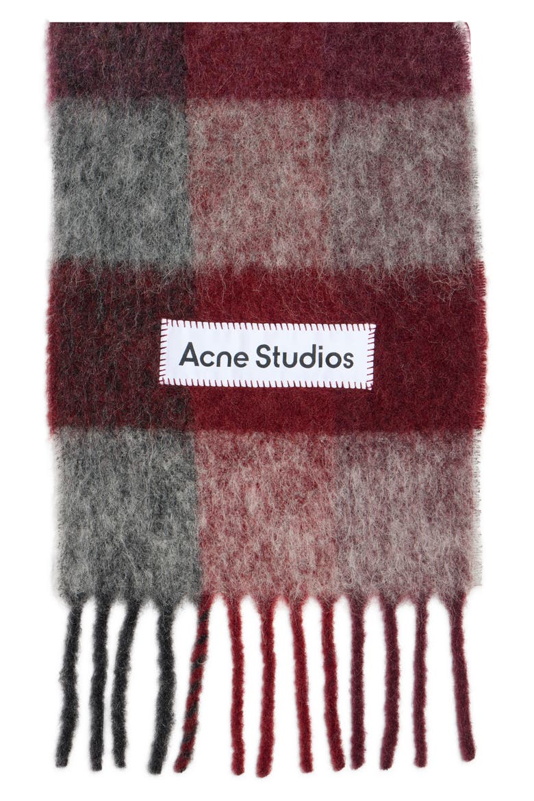 Vally Plaid Alpaca, Wool & Mohair Blend Scarf, Alternate, color, RED/ BLACK