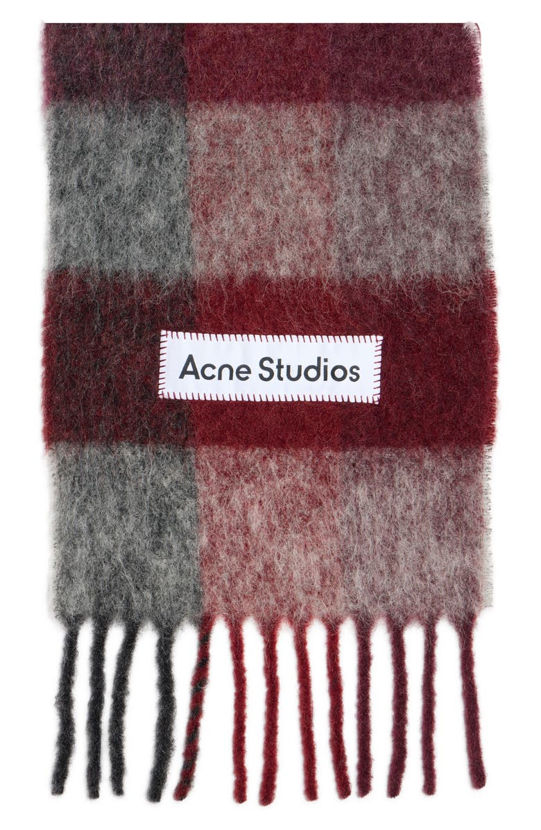 Acne Studios Vally Plaid Alpaca, Wool & Mohair Blend Scarf, Alternate, color, Red/ Black
