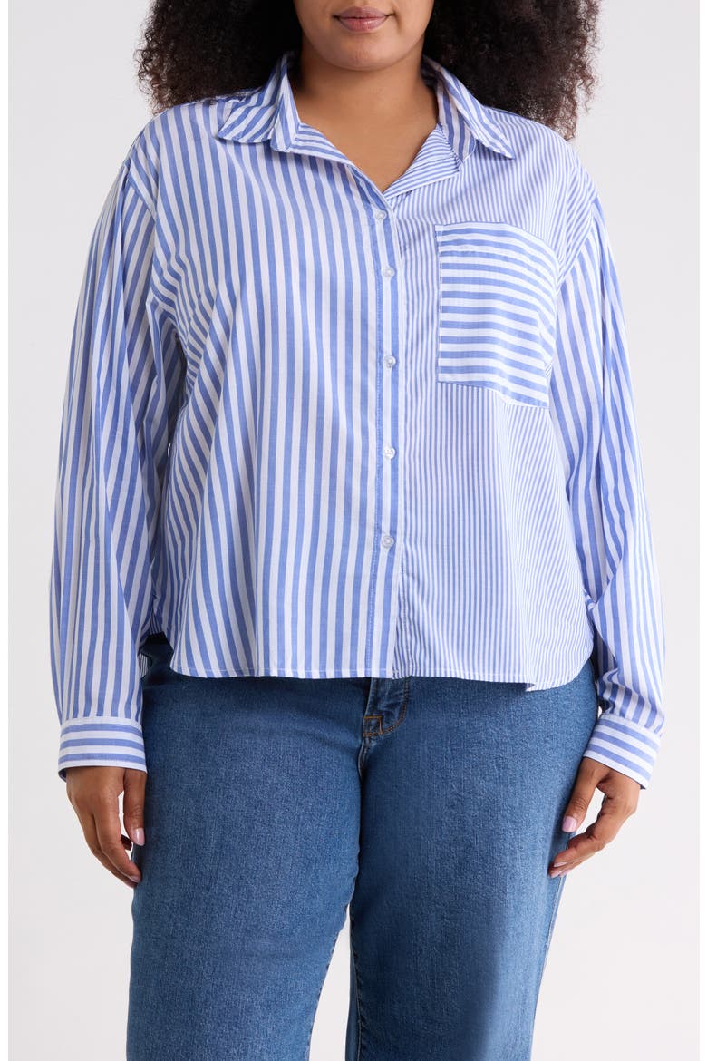 Long Sleeve Button Front Shirt, Main, color, LAKE STREAM