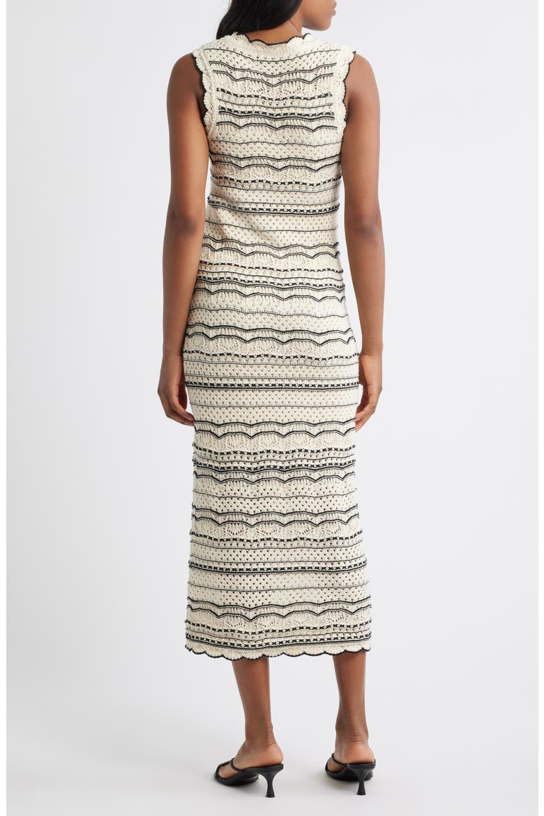 Madeira Open Stitch Cotton Blend Maxi Sweater Dress, Alternate, color, BIRCH DETAIL W BLACK