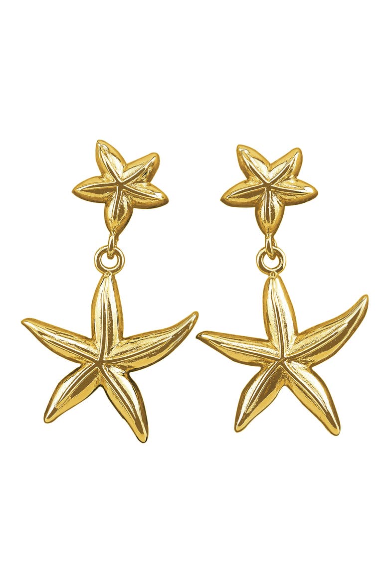 Star Fish Drop Earrings, Main, color, GOLD