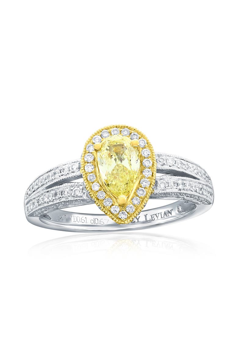 18K White & Yellow Gold 0.61ct GIA-Certified Yellow Diamond & 0.67cttw Diamond Ring, Main, color, Yellow