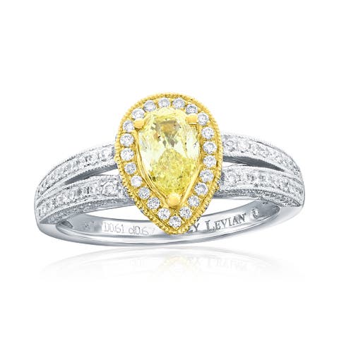 18K White & Yellow Gold 0.61ct GIA-Certified Yellow Diamond & 0.67cttw Diamond Ring