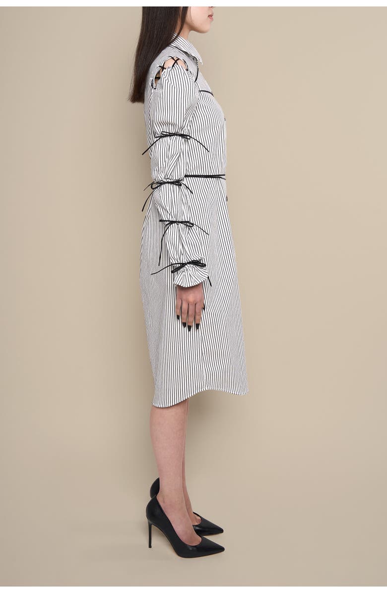 Contessa Mills Thomasin Cotton-Blend Long Sleeve Collared Midi Dress, Alternate, color, Black-White