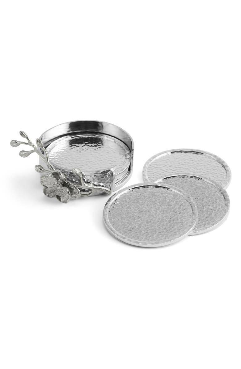 Michael Aram White Orchid Set of 6 Coasters, Alternate, color, Silver