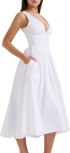 Emmelina Sleeveless Stretch Poplin Midi Dress