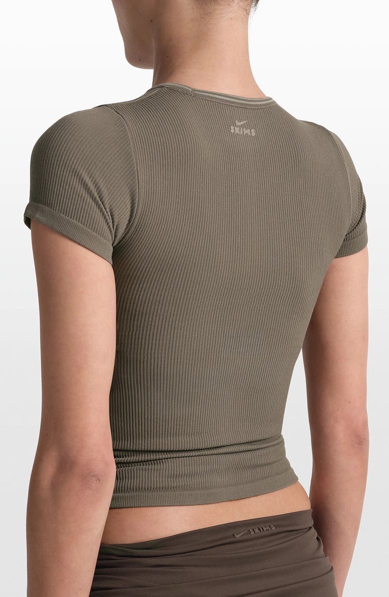 NikeSKIMS Ribbed Seamless T-Shirt, Alternate, color, Dusty Oakmoss/ Dune