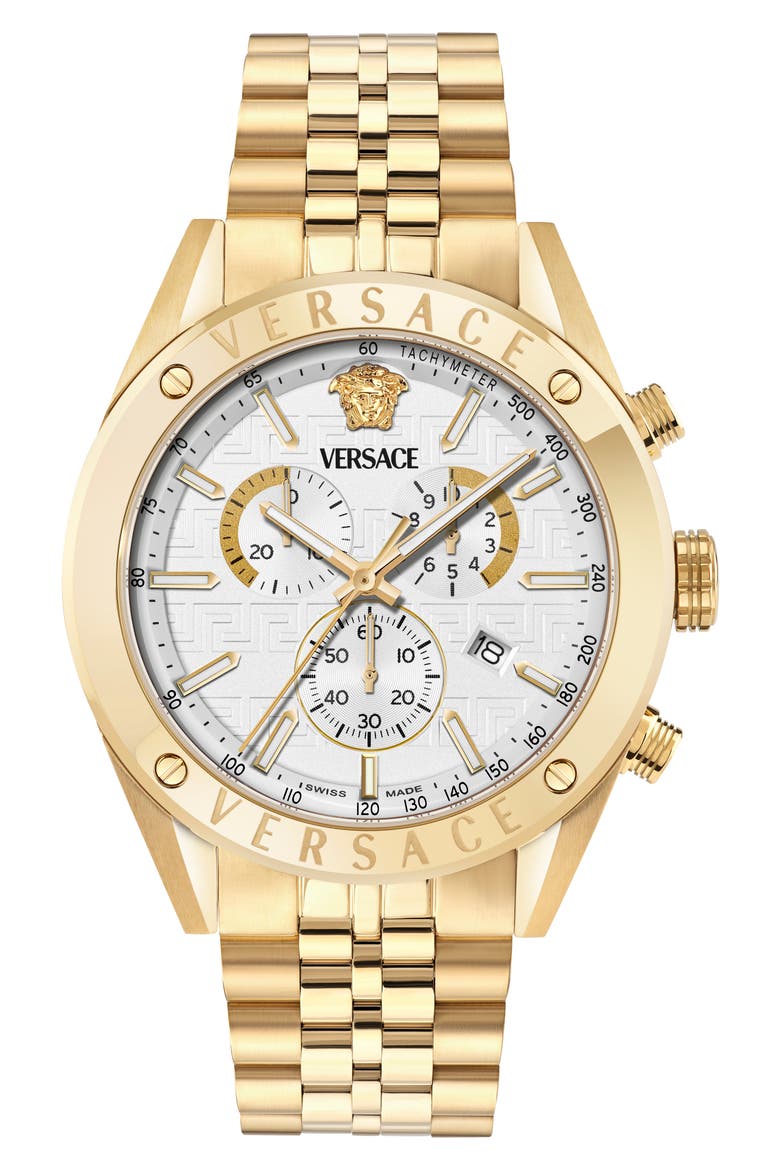 Athletic Chronograph Bracelet Watch, 44mm, Main, color, WHITE/ GOLD