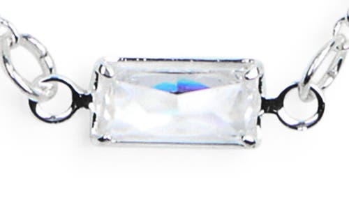 Nordstrom Rack Baguette Cubic Zirconia Station Layered Necklace In Silver