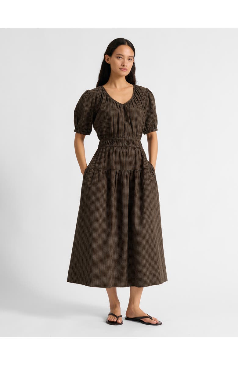 Albaray Gingham Midi Dress, Main, color, Chocolate