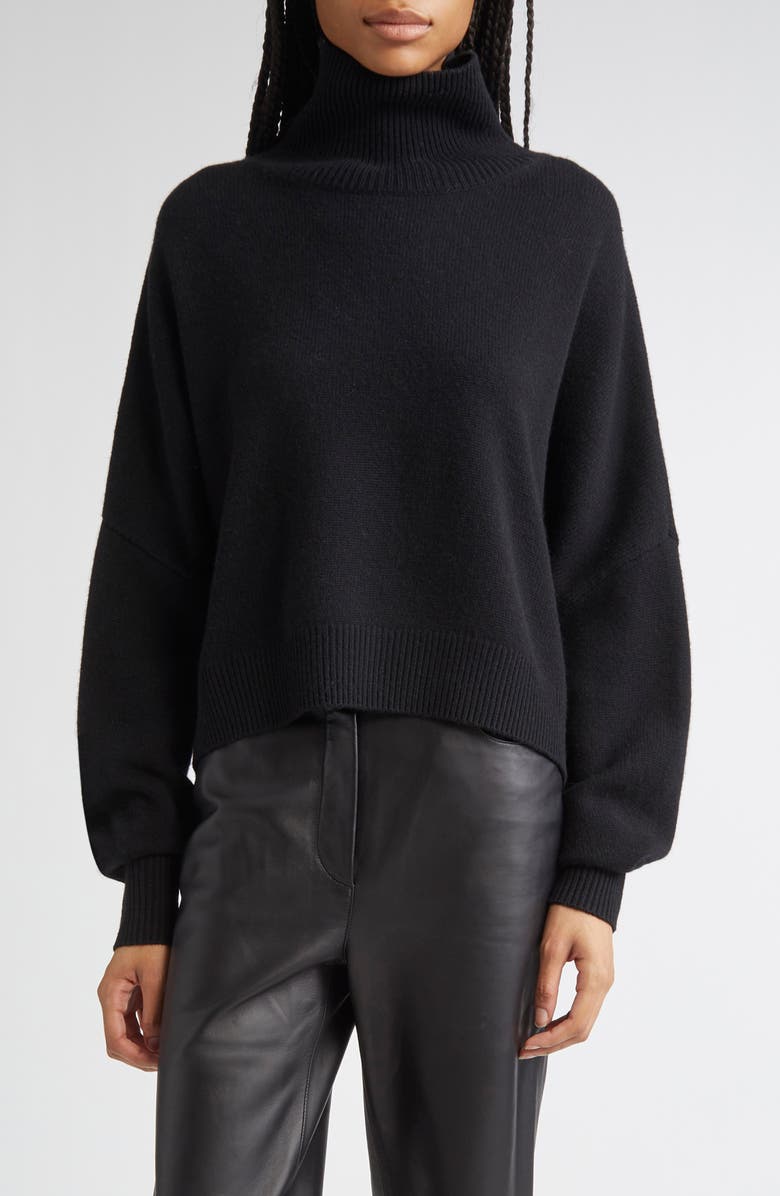LOULOU DE SAISON Luke Stand Collar Wool & Cashmere Sweater, Main, color, Black