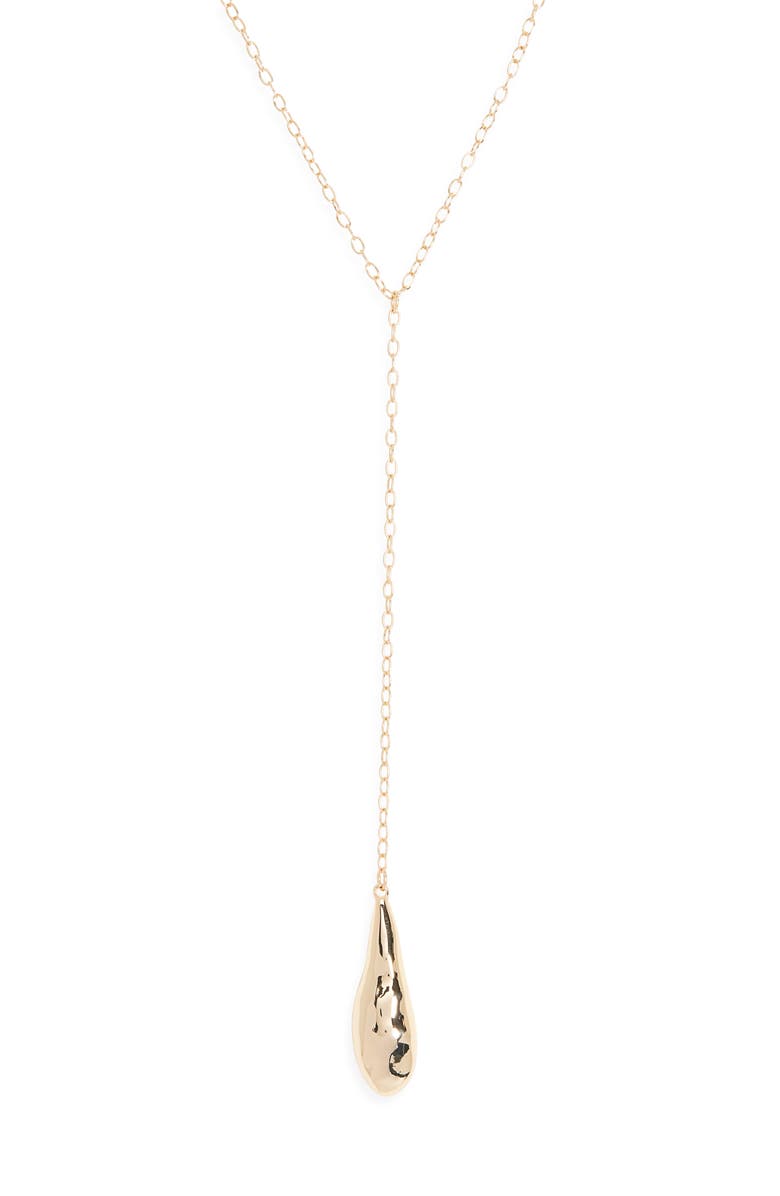NORDSTROM RACK Teardrop Y-Drop Pendant Necklace, Main, color, Gold