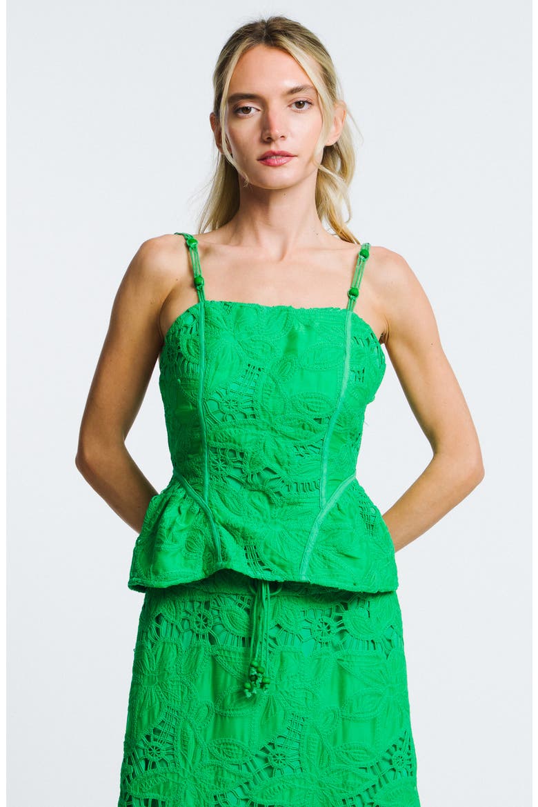 Luna Embroidered Peplum Tank, Alternate, color, GREEN