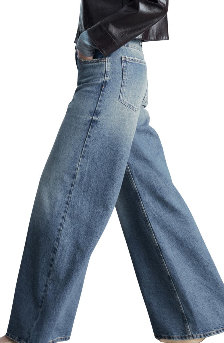 MANGO Olivia Tie Waist Wide Leg Jeans, Alternate, color,