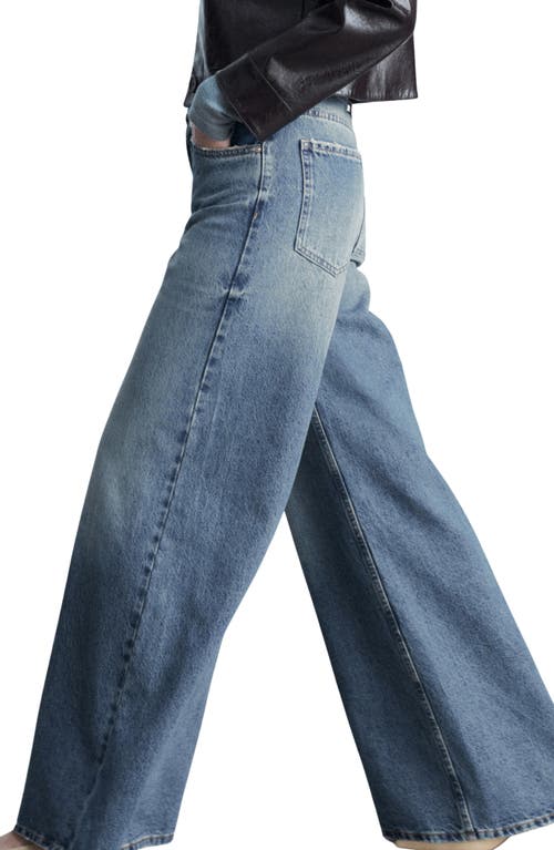 Mango Women's Low Waist Wide Leg Jeans In Dark Blue