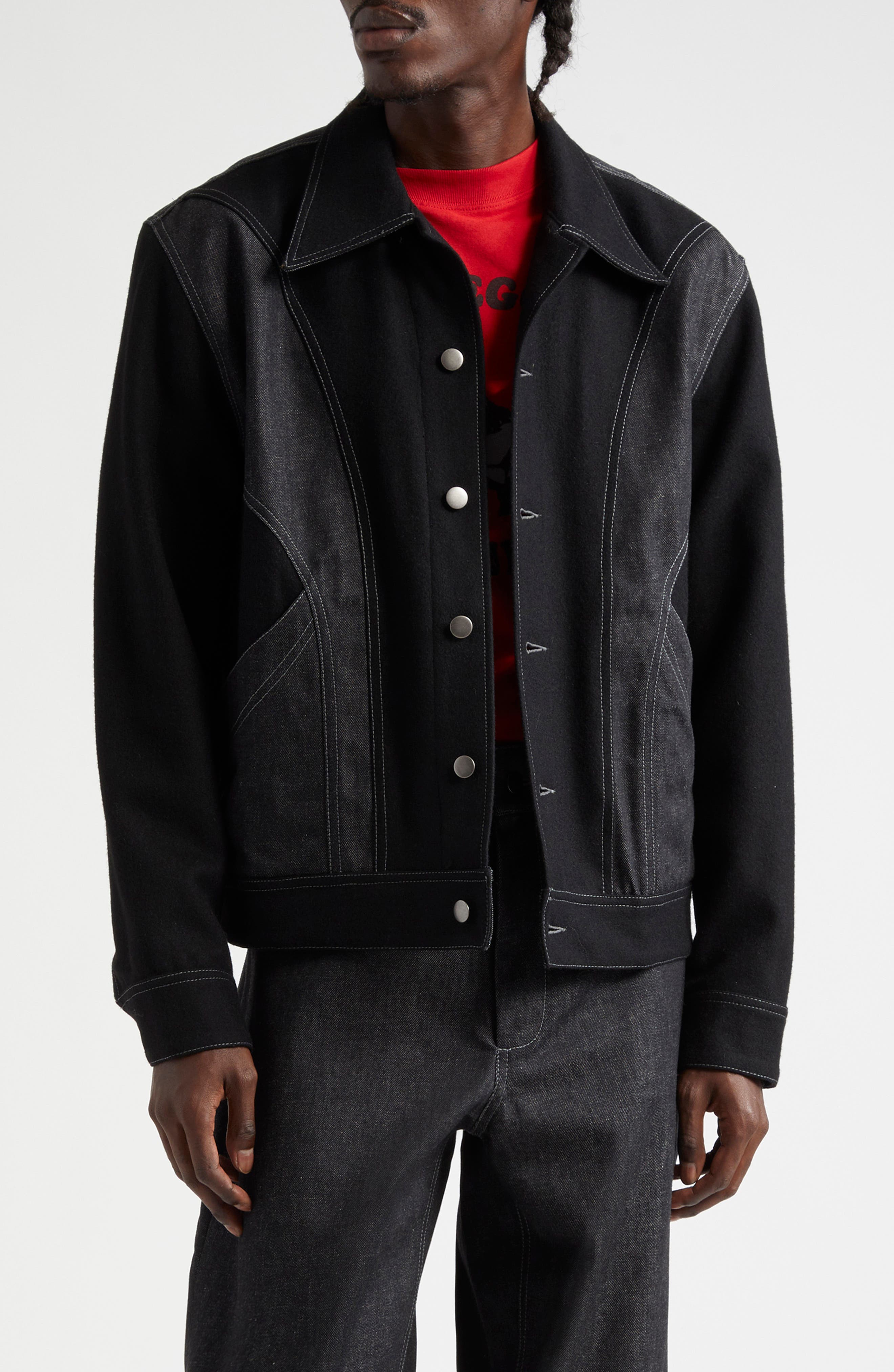 Nicholas Daley Rebel Paneled Denim Jacket in Black 