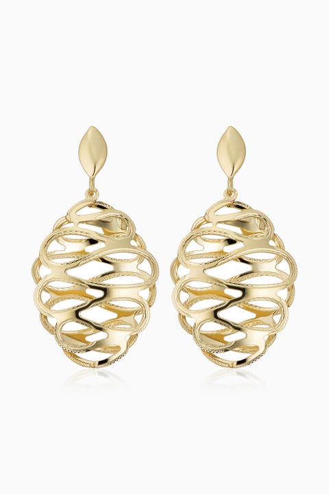 14K Yellow Gold Revello Oval Drop Earrings