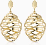 Oradina 14K Yellow Gold Revello Oval Drop Earrings