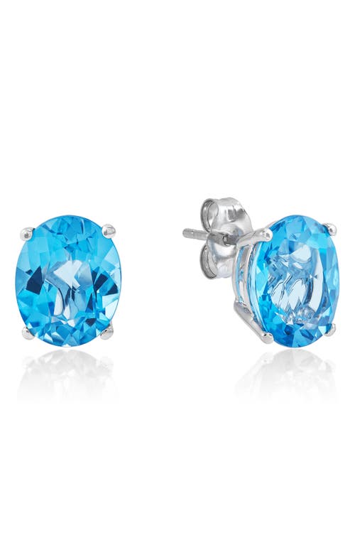Frankie & Zoe Swiss Blue Topaz Stud Earrings In Silver