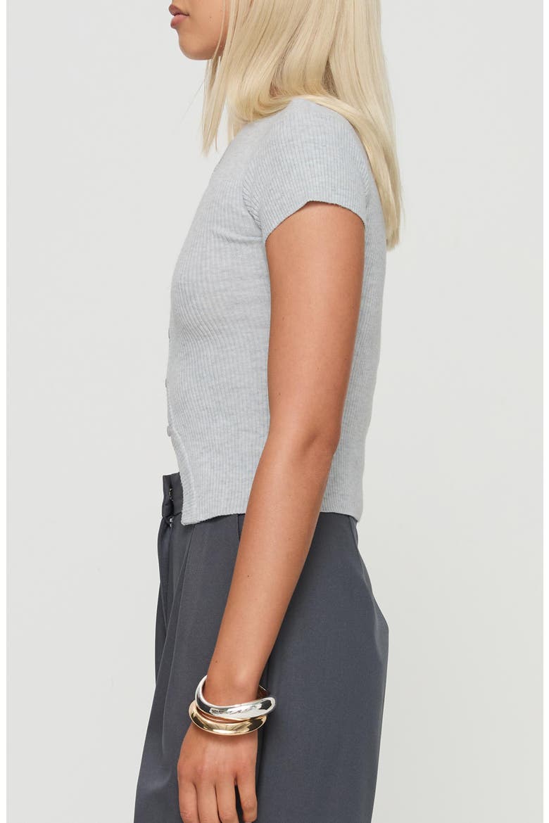 Suzu Short Sleeve Cardigan, Alternate, color, GREY