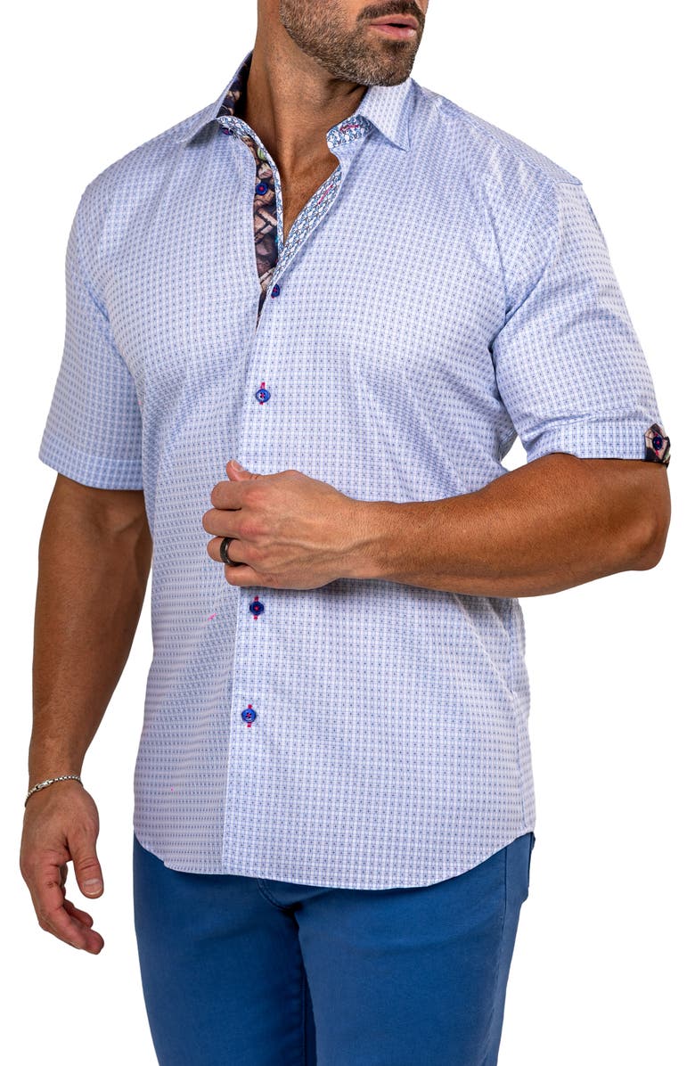 Maceoo Galileo Marty Short Sleeve Cotton Button-Up Shirt, Alternate, color, 
