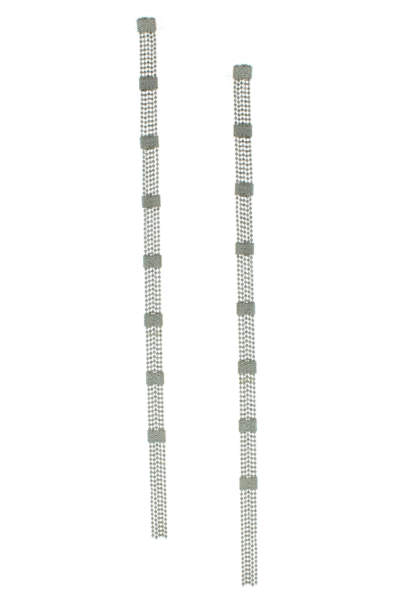 OLIVIA WELLES Silver Plated Chain Long Fringed Earrings (Women ...