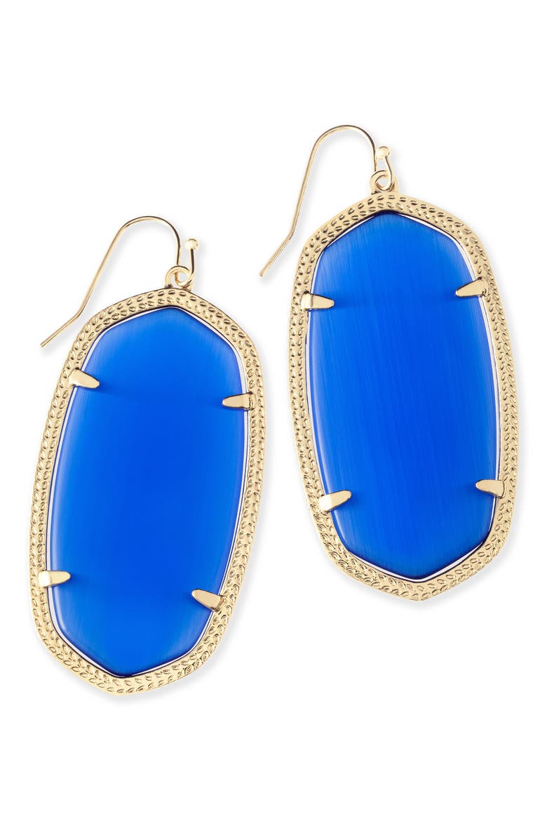 Danielle - Large Oval Statement Earrings, Alternate, color, BRIGHT BLUE CATSEYE/ GOLD