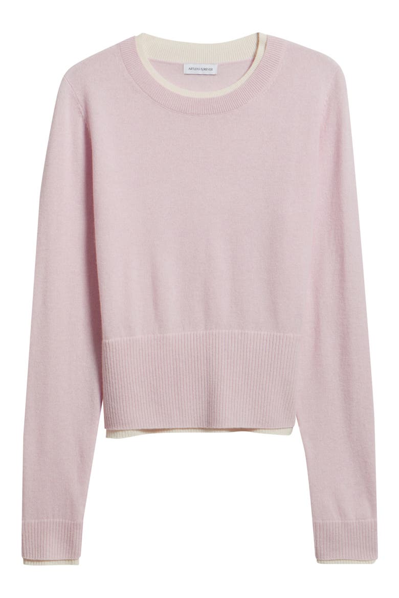 Tove Layered Look Wool & Cashmere Sweater, Alternate, color, BALLET PINK