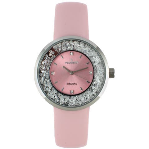 Luxury Round Leather Floating CZ Dial Watch- 38MM